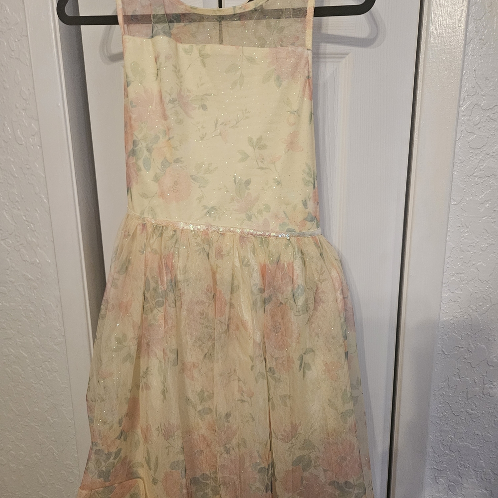 Floral Kids Dress - Cream and Pink